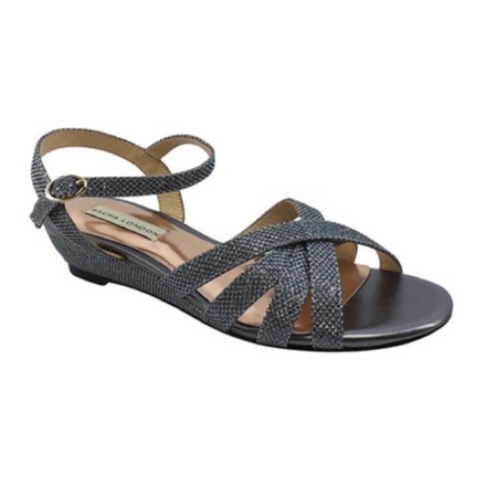 NWT Sacha London Kelly Dress Shoe Noturno Black Dressy Sparkly Flat Sandals Sz 8